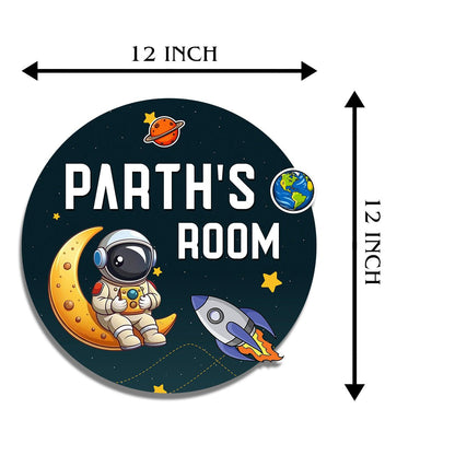 Space Theme Name Plate for Kids Room — Astronaut, 12x12 Inch - Sblossom
