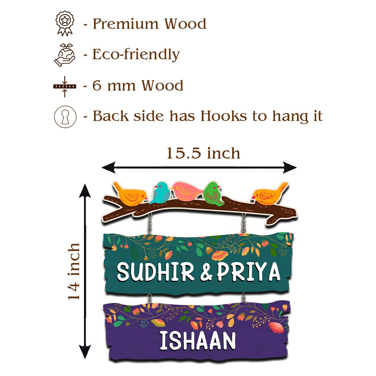 Sparrow Bird Name Plate Design for Home - Sblossom