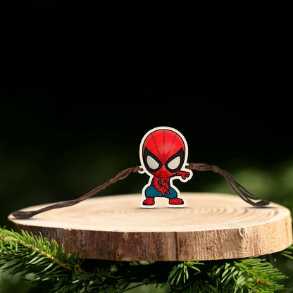 Spiderman Rakhi in Wood with Superhero Design for Brother - Sblossom