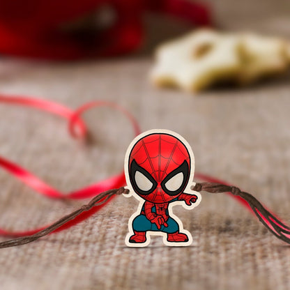 Spiderman Rakhi in Wood with Superhero Design for Brother - Sblossom