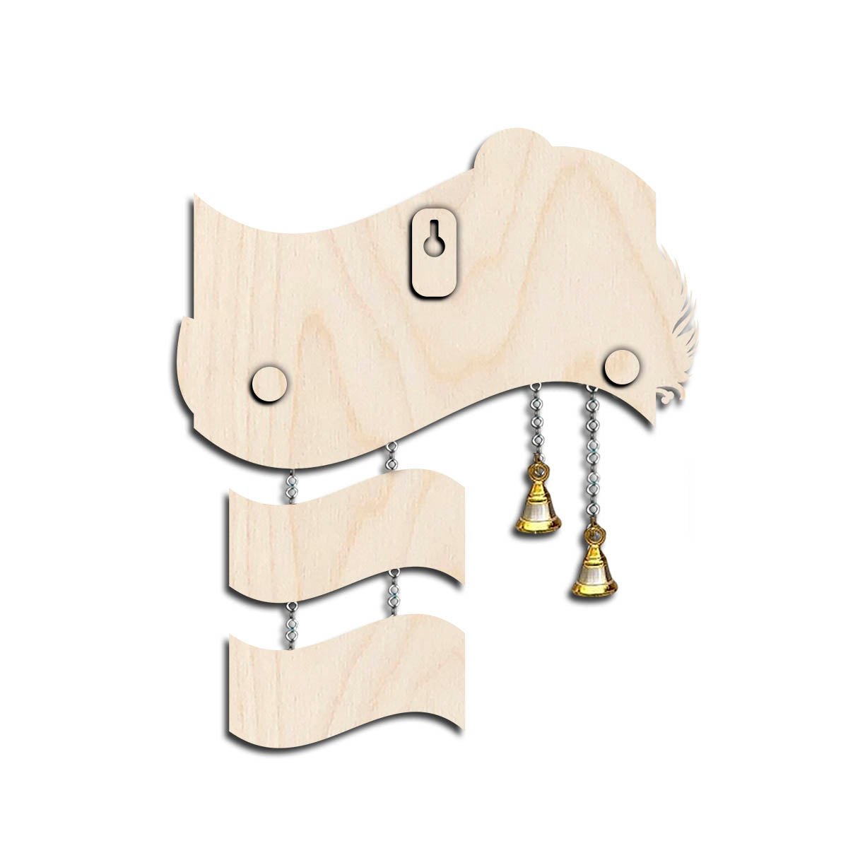 Spiritual Name Plate with Bells in Wood for Home Entrance - Sblossom