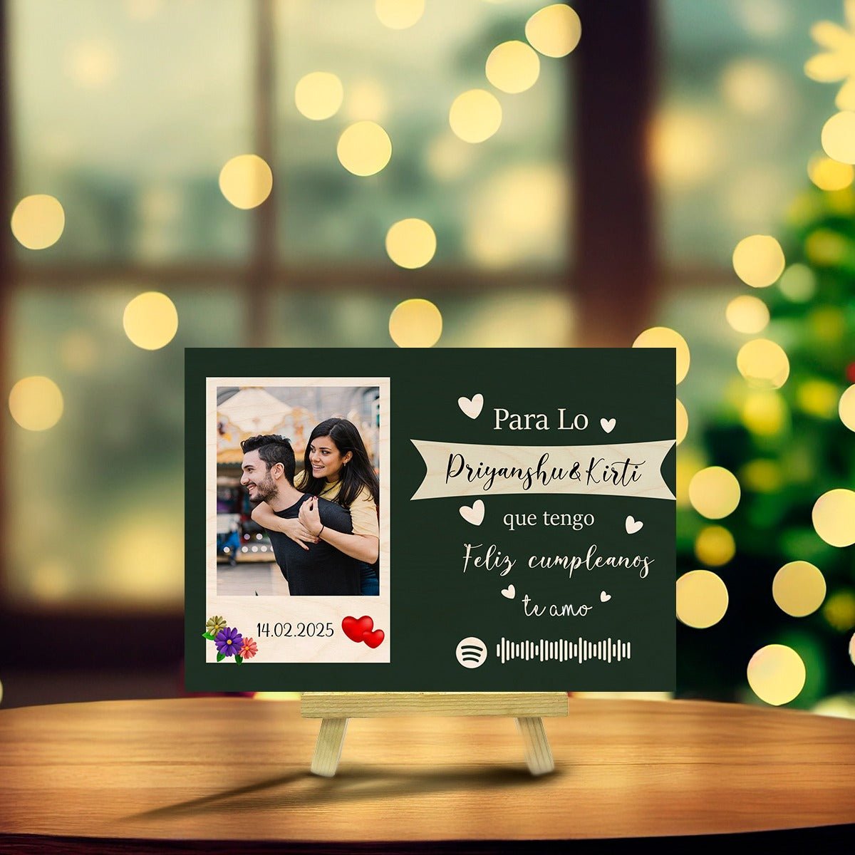 Spotify Photo Frame on Wood with Personalized Song and Stand - Sblossom