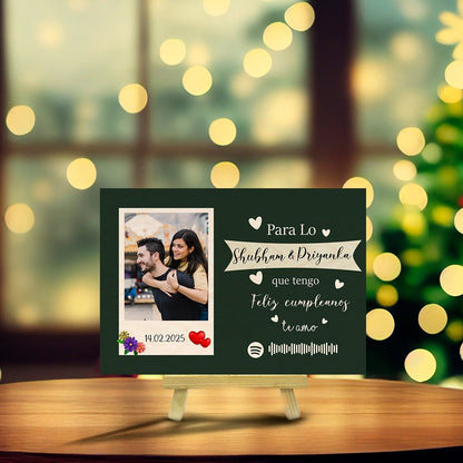 Spotify Photo Frame on Wood with Personalized Song and Stand - Sblossom