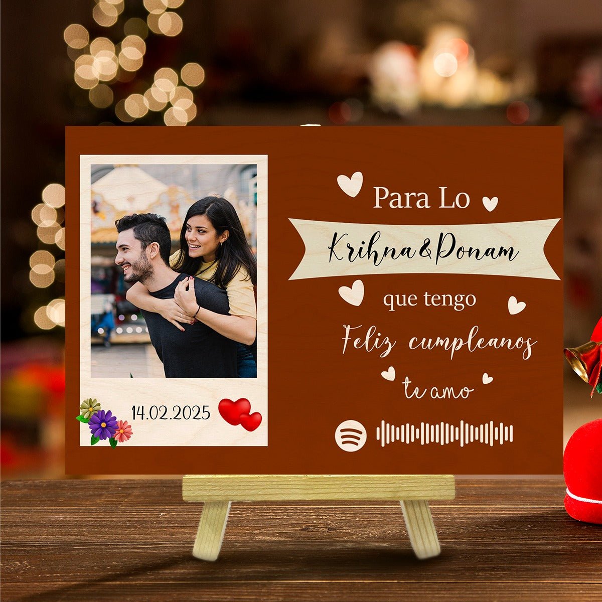 Spotify Photo Frame on Wood with Personalized Song and Stand - Sblossom