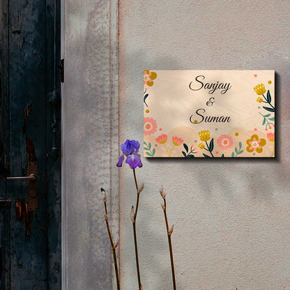 Spring Floral Name Plate for Home — Wooden Birch - Sblossom