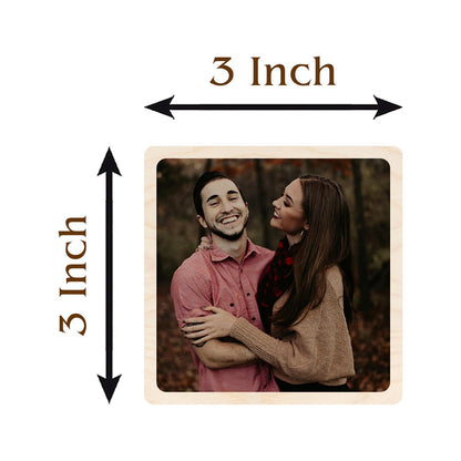 Square Photo Fridge Magnet in Wood with Rounded Corner Print - Sblossom