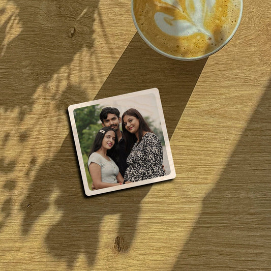 Square Photo Fridge Magnet in Wood with Rounded Corner Print - Sblossom
