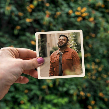 Square Photo Fridge Magnet in Wood with Rounded Corner Print - Sblossom