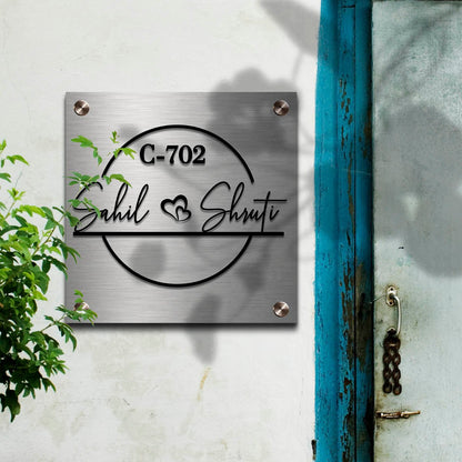 SS Couple Name Plate for Home — Stainless Steel Square - Sblossom