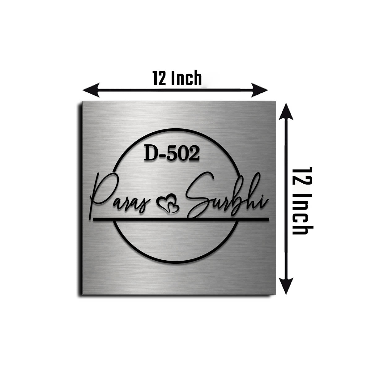 SS Couple Name Plate for Home — Stainless Steel Square - Sblossom
