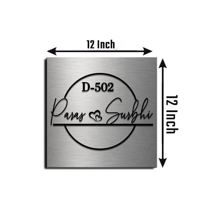 SS Couple Name Plate for Home — Stainless Steel Square - Sblossom