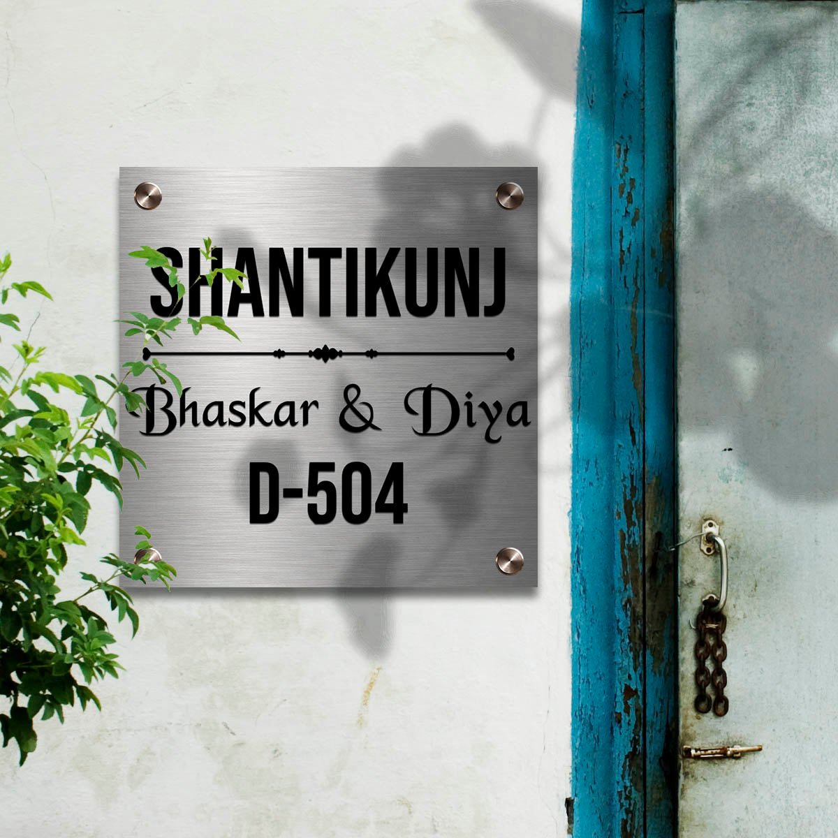 SS Name Board – House Name & Number Steel in 3D - Sblossom