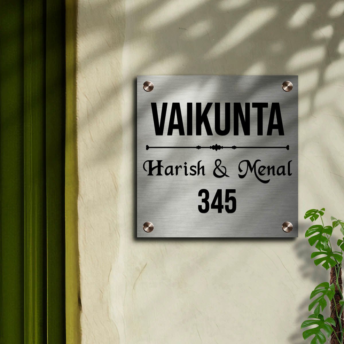 SS Name Board – House Name & Number Steel in 3D - Sblossom