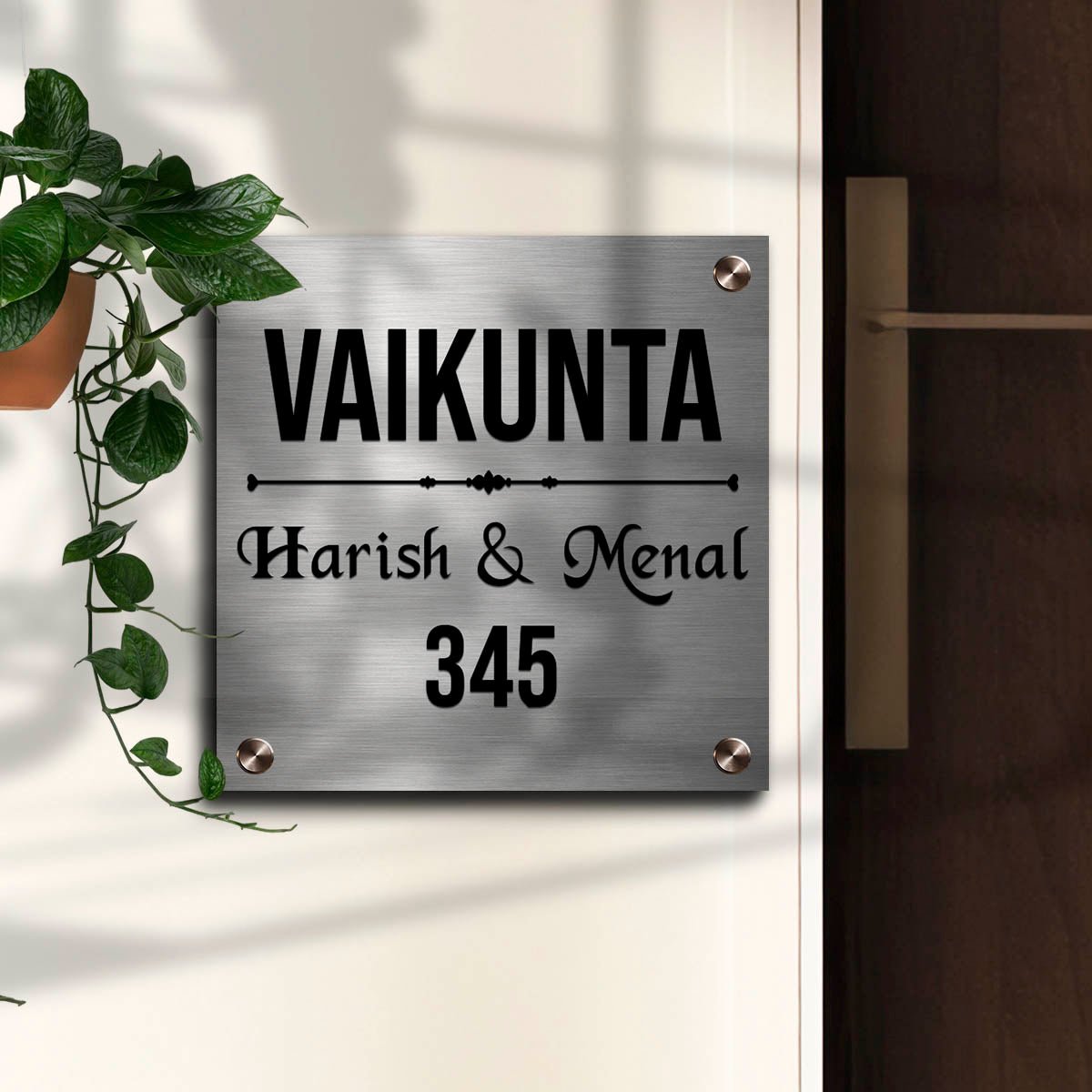 SS Name Board – House Name & Number Steel in 3D - Sblossom