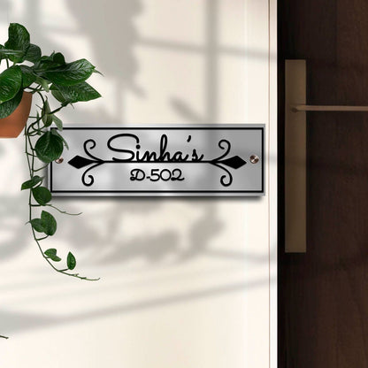 SS Name Plate for Home – Elegant Cursive Scroll in 3D - Sblossom