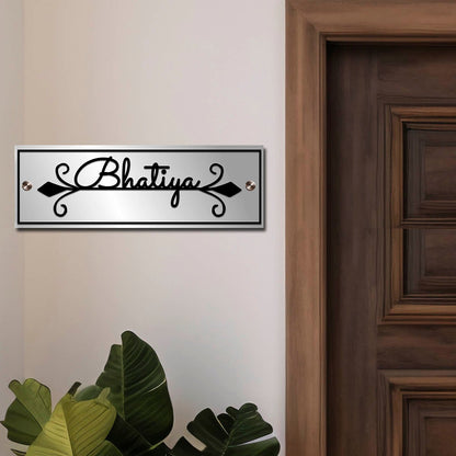 SS Name Plate for Home – Elegant Cursive Scroll in 3D - Sblossom
