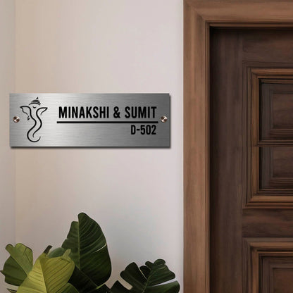 SS Name Plate for Home – Ganesha Steel Strip in 3D - Sblossom