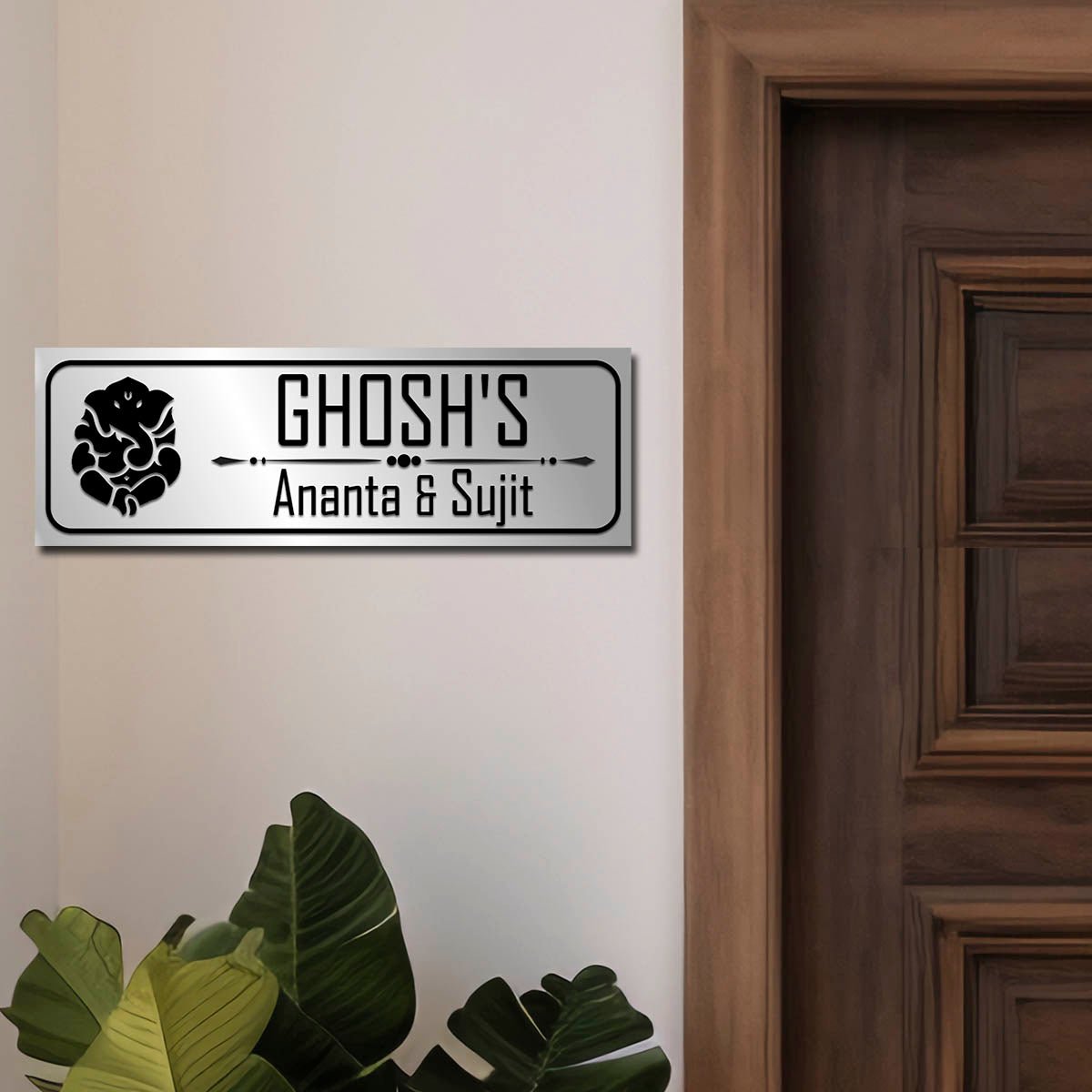 Stainless Steel Nameplates – Ganesha Family in 3D - Sblossom