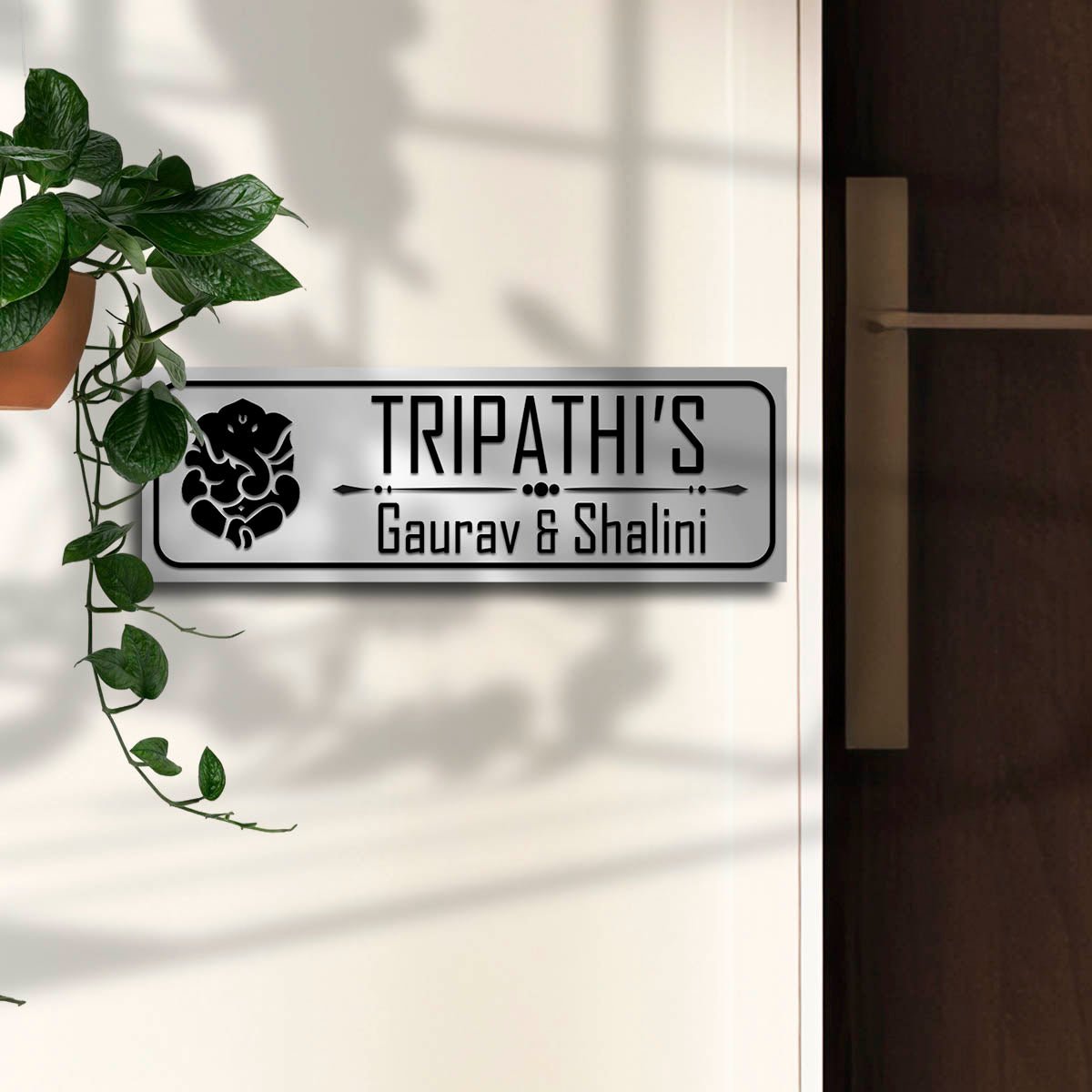 Stainless Steel Nameplates – Ganesha Family in 3D - Sblossom