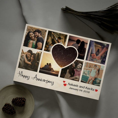 Star Map Gift on Wood with Personalized Photo and Anniversary Date - Sblossom