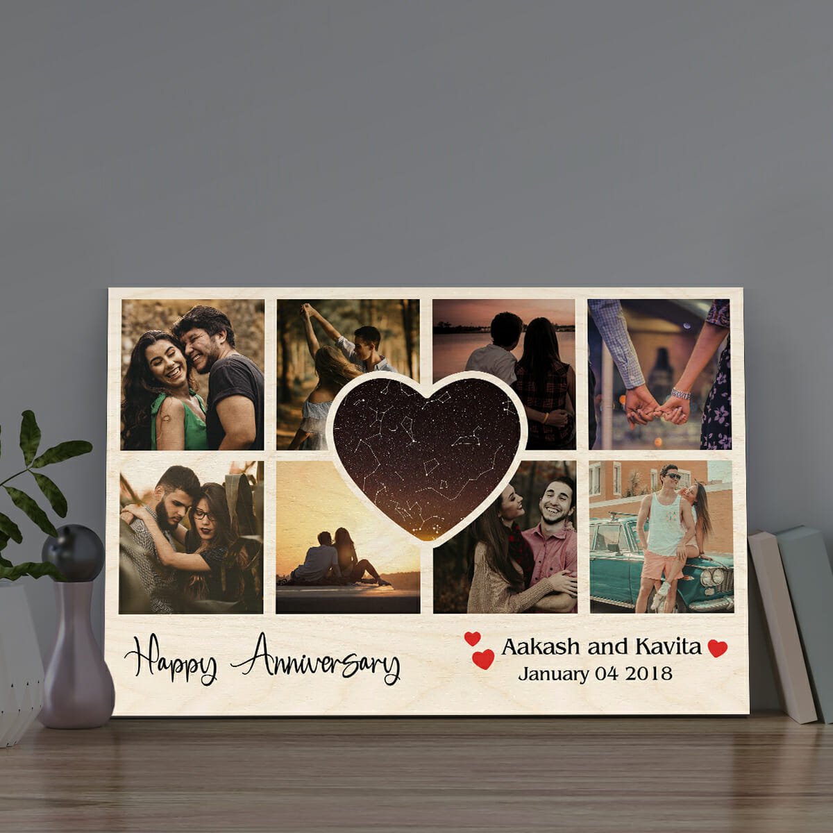 Star Map Gift on Wood with Personalized Photo and Anniversary Date - Sblossom