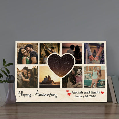 Star Map Gift on Wood with Personalized Photo and Anniversary Date - Sblossom