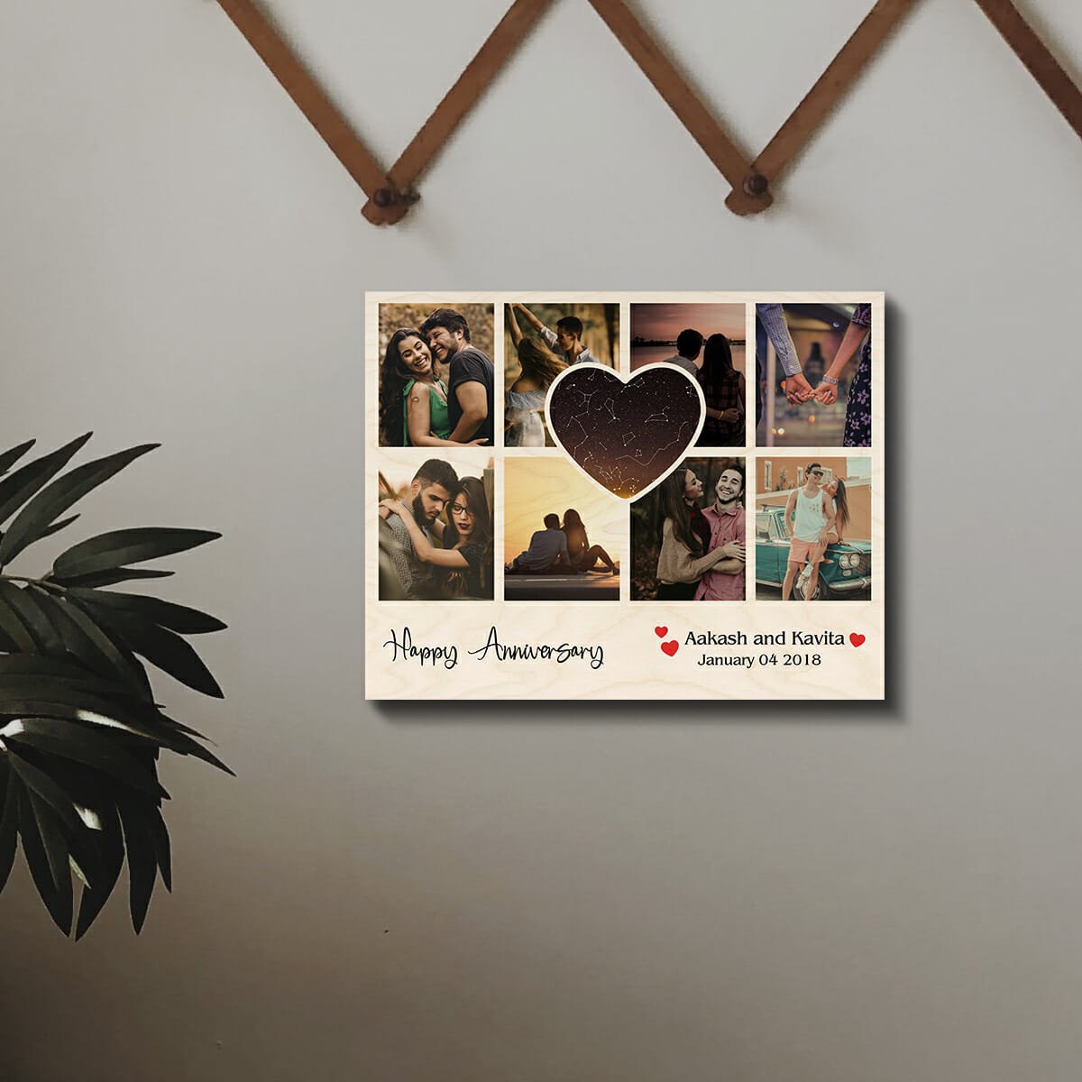 Star Map Gift on Wood with Personalized Photo and Anniversary Date - Sblossom
