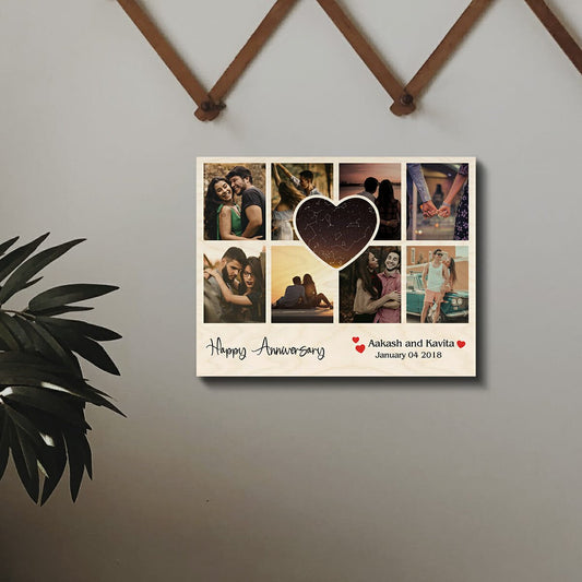 Star Map Gift on Wood with Personalized Photo and Anniversary Date - Sblossom