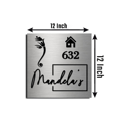 Steel Name Plate for Home – Ganesha & House Icon 3D - Sblossom