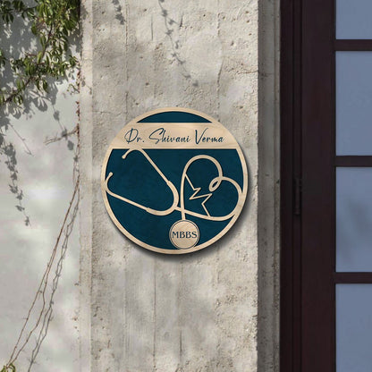Stethoscope Doctor Name Plate Design for Clinic – Circular, 12x12 Inch - Sblossom
