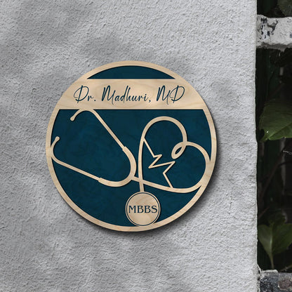 Stethoscope Doctor Name Plate Design for Clinic – Circular, 12x12 Inch - Sblossom