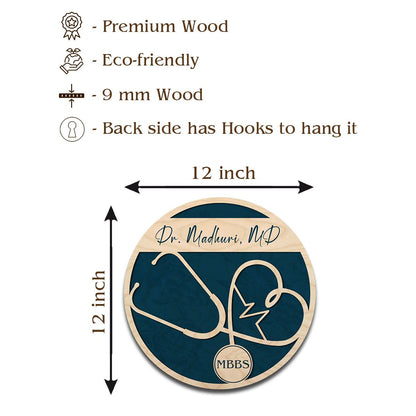 Stethoscope Doctor Name Plate Design for Clinic – Circular, 12x12 Inch - Sblossom