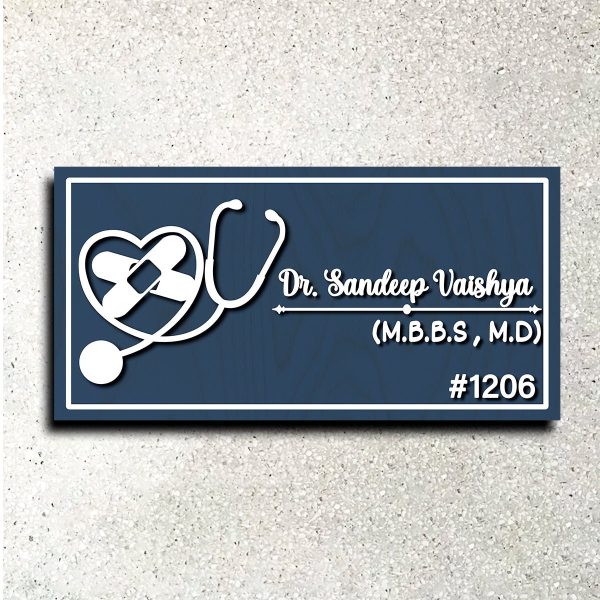 Stethoscope Heart Doctor Name Plate for Clinic - Sblossom