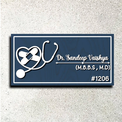 Stethoscope Heart Doctor Name Plate for Clinic - Sblossom