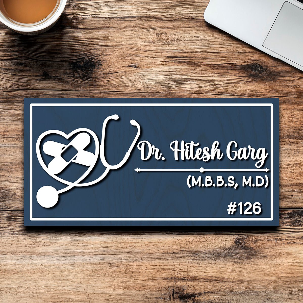 Stethoscope Heart Doctor Name Plate for Clinic - Sblossom