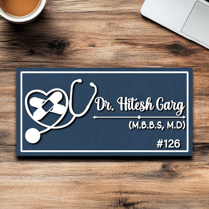Stethoscope Heart Doctor Name Plate for Clinic - Sblossom