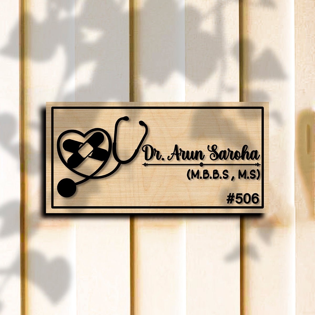 Stethoscope Heart Doctor Name Plate for Clinic - Sblossom