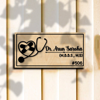 Stethoscope Heart Doctor Name Plate for Clinic - Sblossom