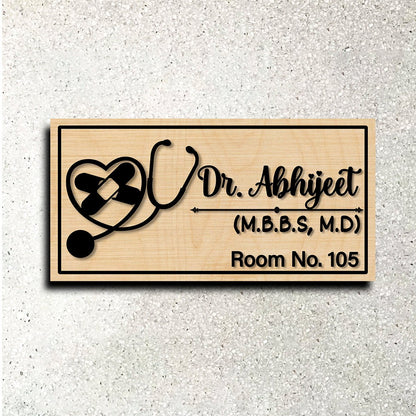 Stethoscope Heart Doctor Name Plate for Clinic - Sblossom