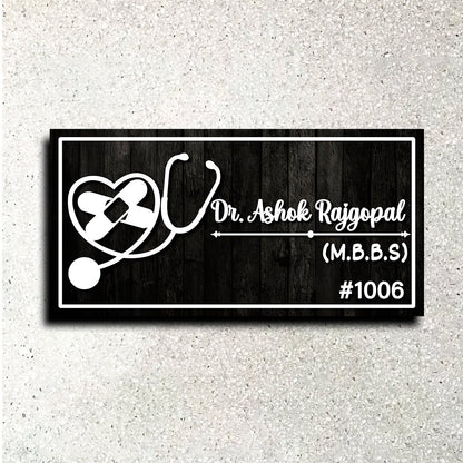 Stethoscope Heart Doctor Name Plate for Clinic - Sblossom