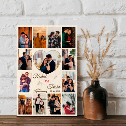 Story of Us Wooden Frame with Personalized Couple Photo Collage - Sblossom