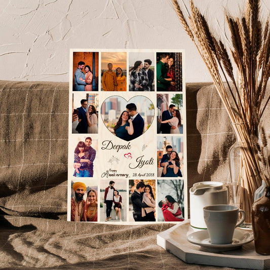 Story of Us Wooden Frame with Personalized Couple Photo Collage - Sblossom