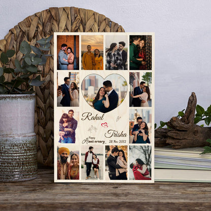 Story of Us Wooden Frame with Personalized Couple Photo Collage - Sblossom
