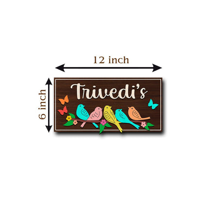 Strip Name Plate Design with Birds & Butterflies in 3D - Sblossom