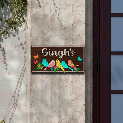 Strip Name Plate Design with Birds & Butterflies in 3D - Sblossom