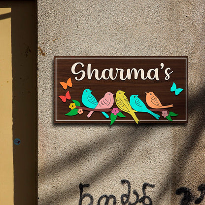 Strip Name Plate Design with Birds & Butterflies in 3D - Sblossom