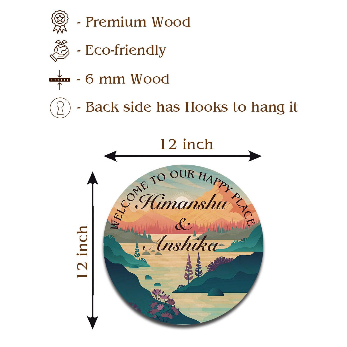 Sunrise Couple Scene Name Plate Design for Home - Sblossom