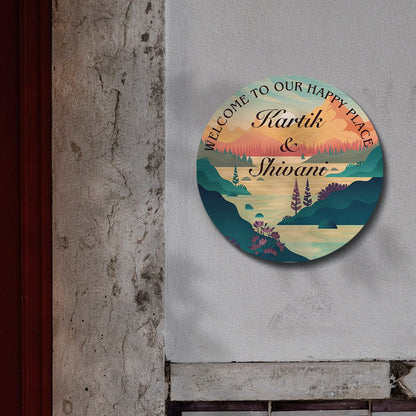 Sunrise Couple Scene Name Plate Design for Home - Sblossom