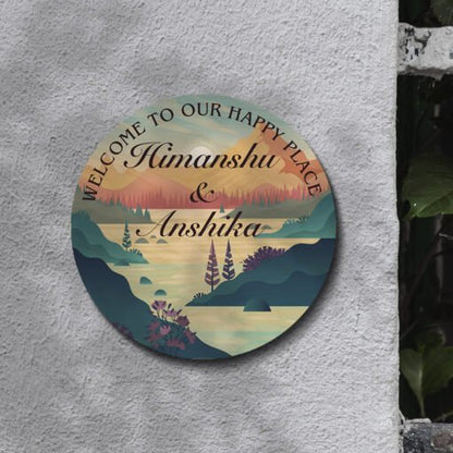 Sunrise Couple Scene Name Plate Design for Home - Sblossom