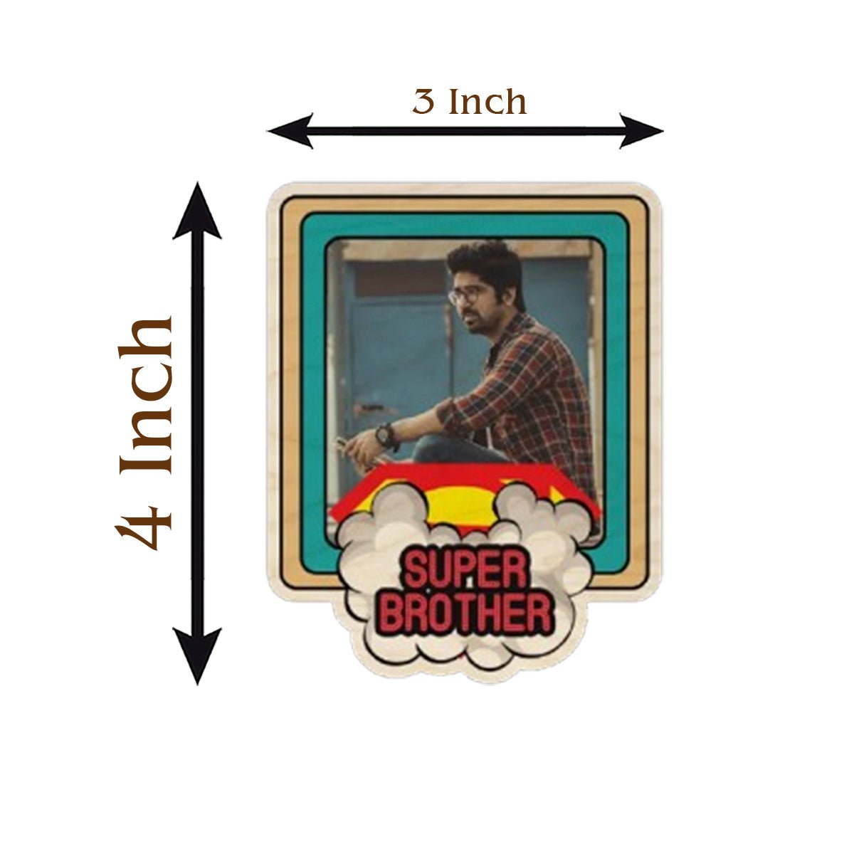 Super Brother Fridge Magnet in Wood with Comic Cloud Burst Photo - Sblossom